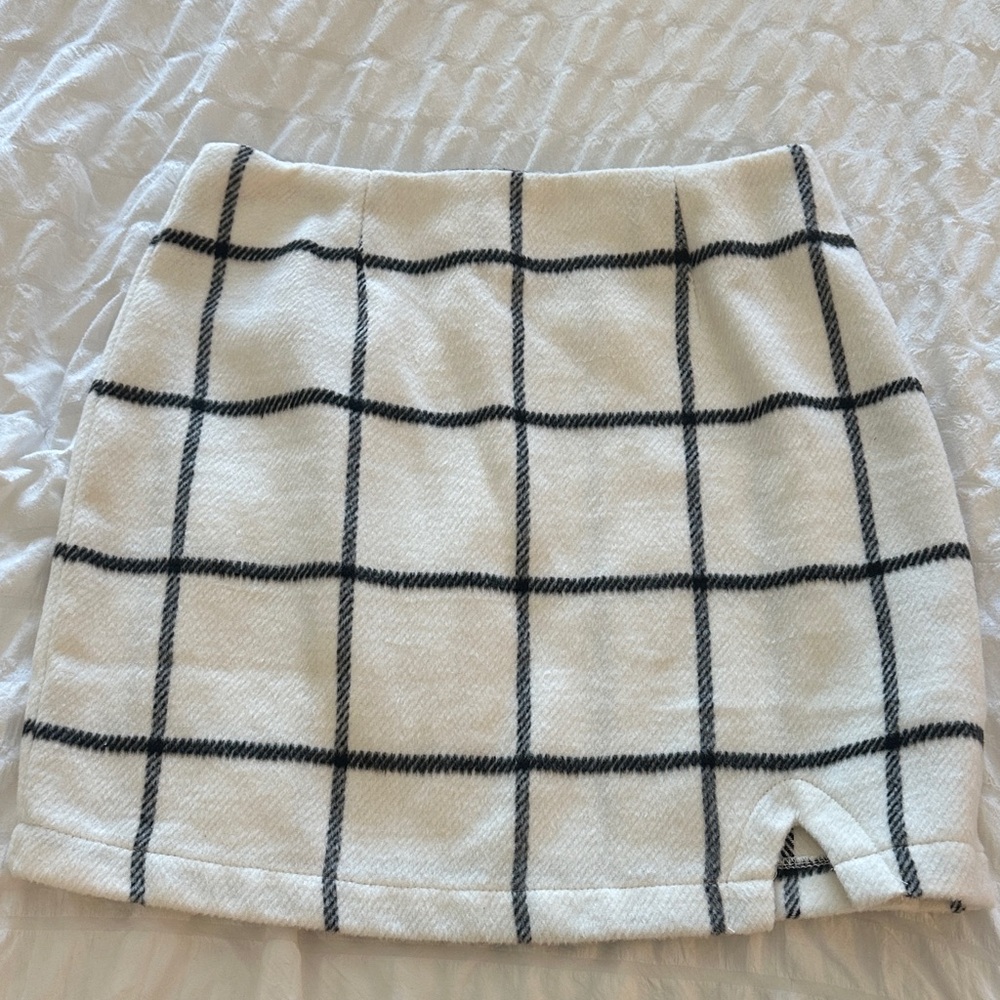 Lulu's Black and White Plaid Mini Skirt